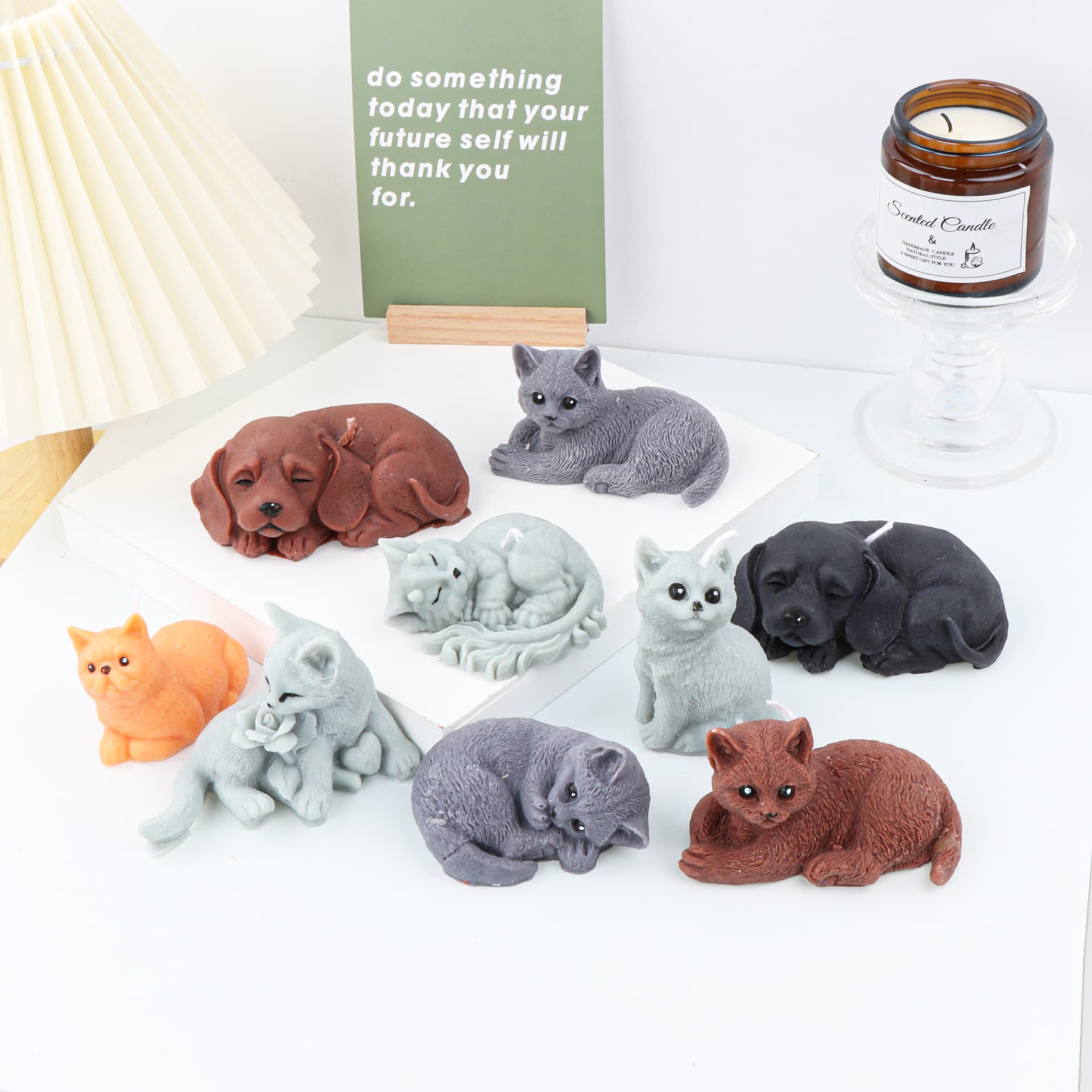 Ins Korean Style Pet Cat Candle Mold Dog DIY Sleeping Fox Drip Glue Gypsum Flip Sugar Kitchen Utensils / Cake Molds