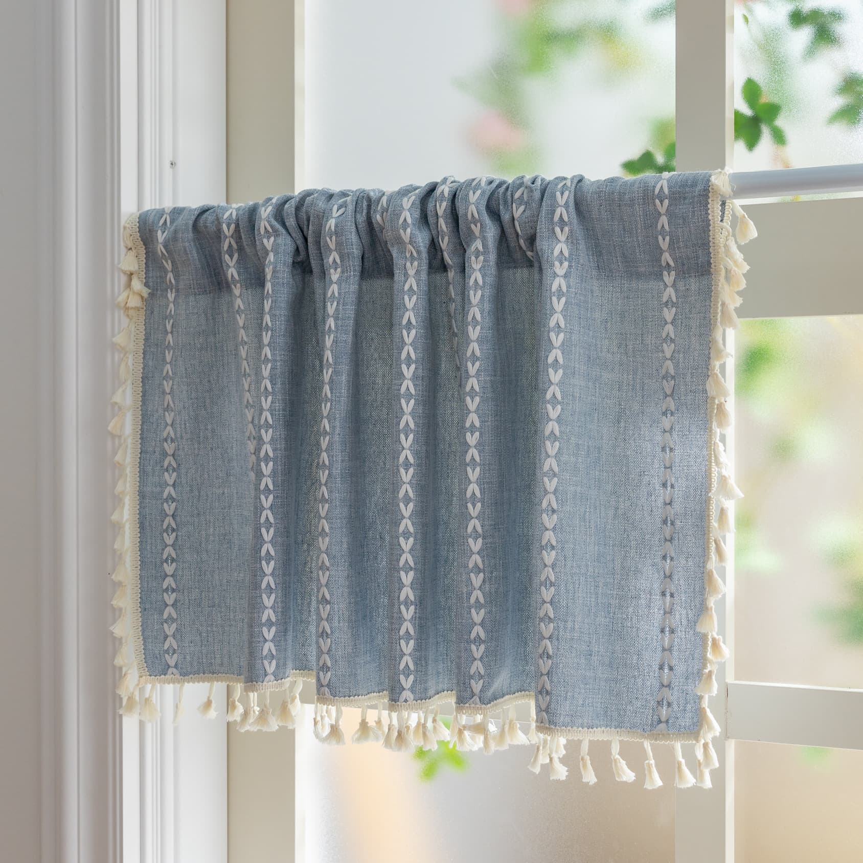 Amazon Cross-Border Curtain Rod Pocket Strip 3D Embroidered Curtain for Living Room, Kids Room, Bay Window, No-Drill Installation