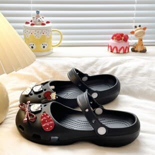 Mary Jane Shoes Ballet Flats Sandals Women's Hole Shoes Outdoor One-Strap Beach Shoes Home Slippers
