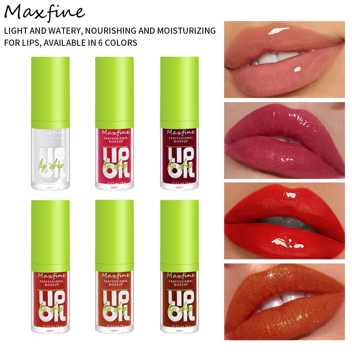 MAXFINE green lip glaze set wholesale lip gloss lip gloss lipstick mirror water mist non-stick cup lip gloss