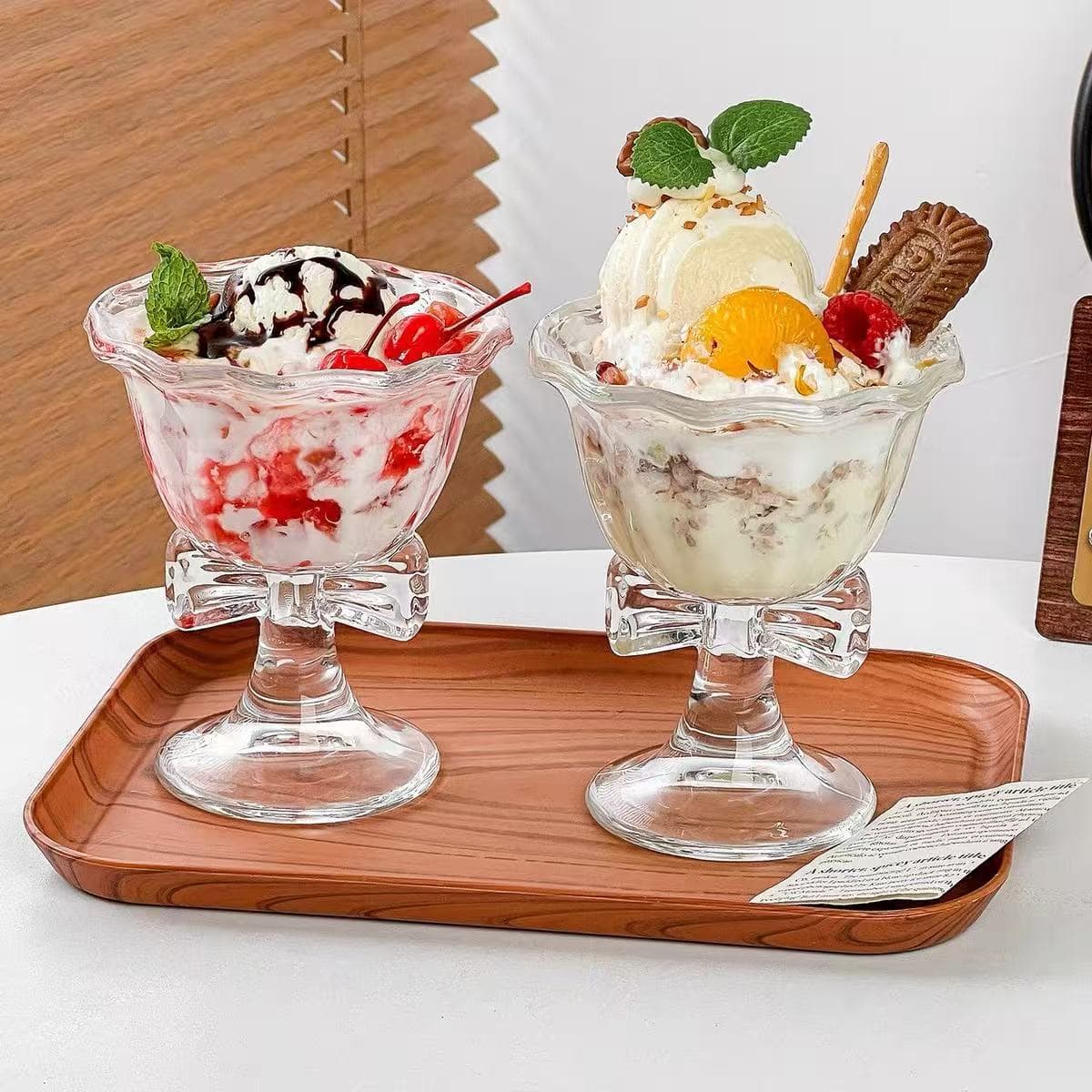 Ins Style Bowknot Glass Cup, High Appearance Beverage Cup, Creative Home Dessert Cup, Cold Drink Cup, Fruit Tea Cup