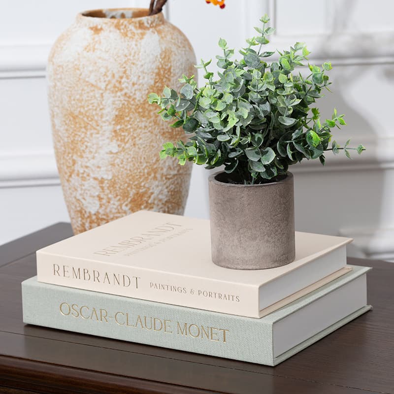 Linen gold foil stamping magnetic faux book box, openable storage and decoration bookcase, creative ornament for simulated books.