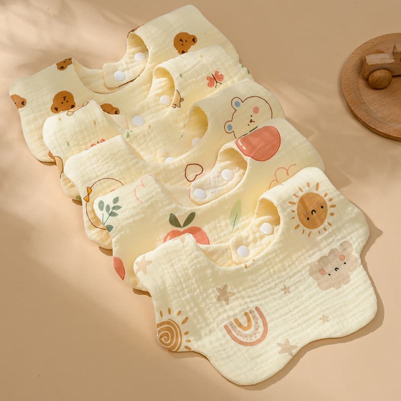 Baby gauze bib pure cotton Class A drool bandana baby plant-dyed 360-degree newborn bib unisex