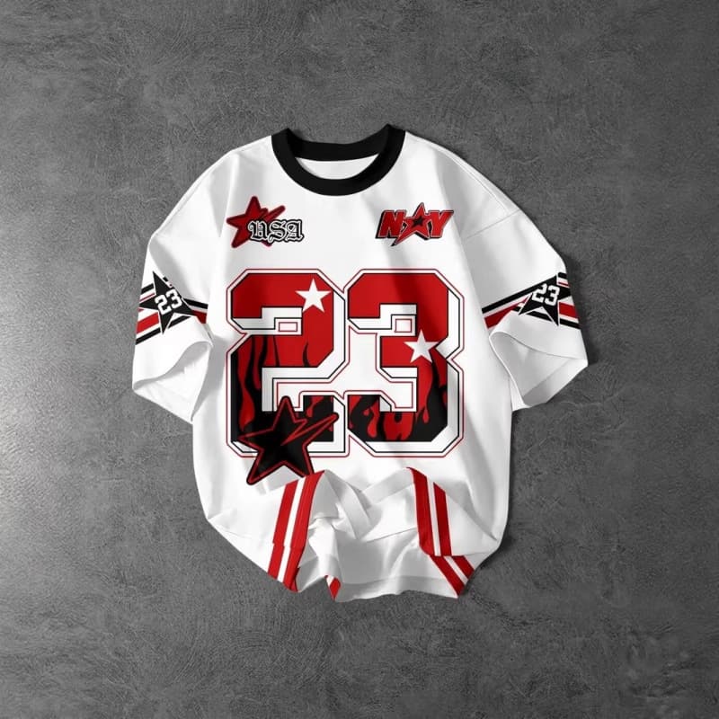 2026 cross-border European and American style new 3D printed lucky number 23 sports basketball uniform short-sleeved T-shirt