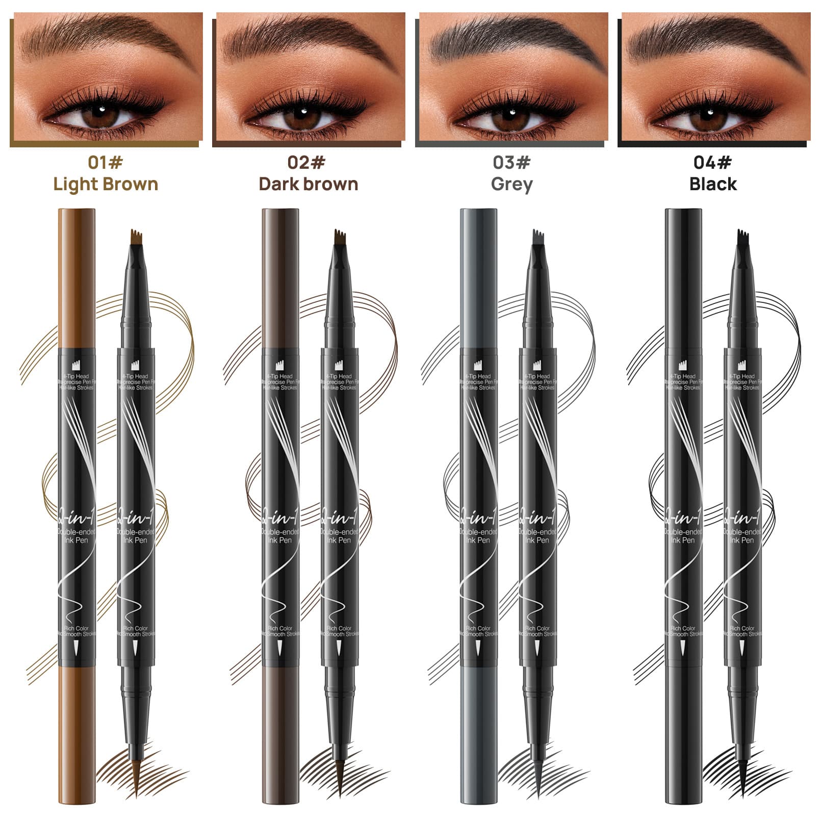 Cross-border Cosmetics Four-Fork Dual-Head Liquid Eyebrow Pencil HelloKiss Quick-Drying Sweat-Resistant Non-Smudge Eyebrow Pencil