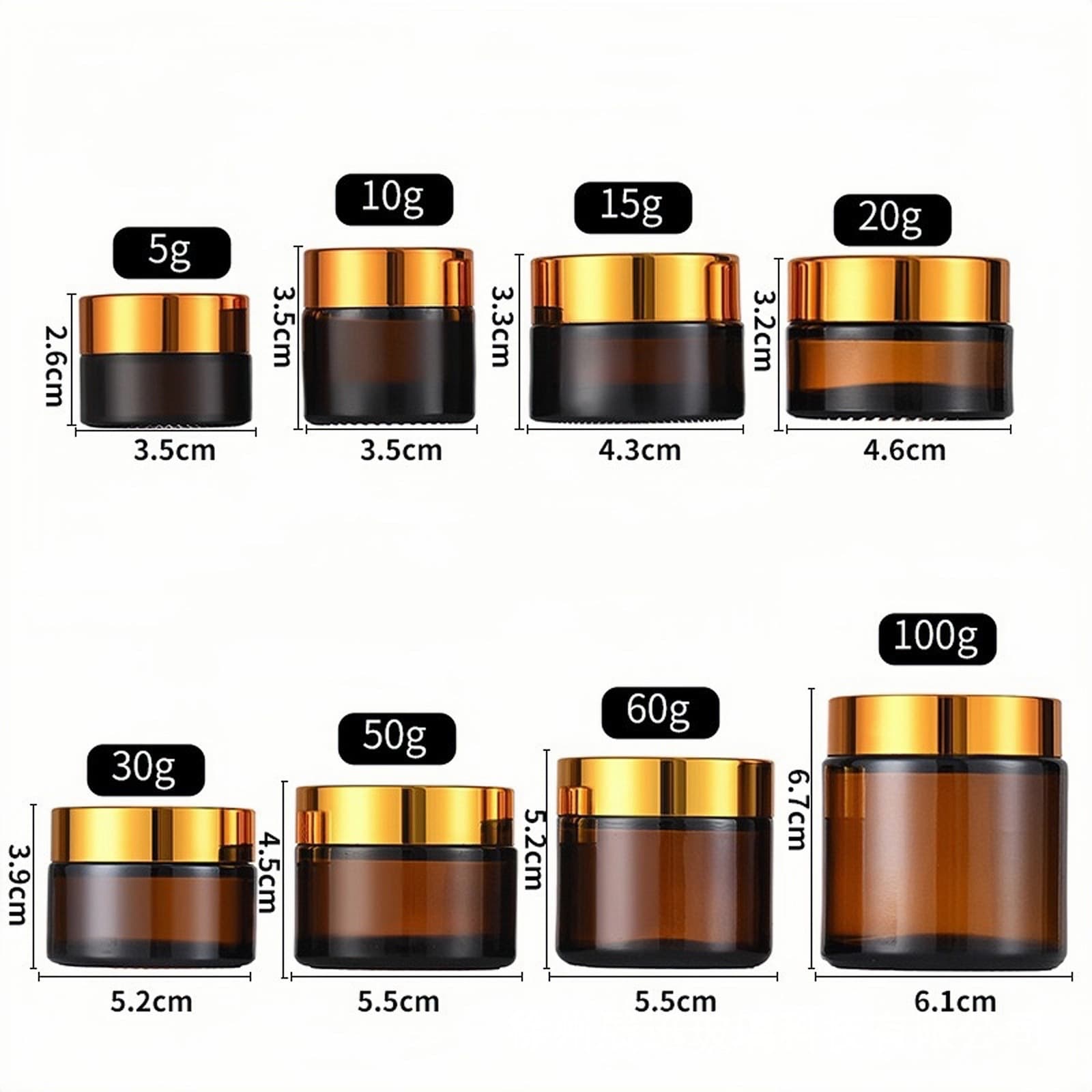 30g scrub cream bottle 10g transparent glass face cream jar 100g cosmetic refill bottle 50g brown eye cream bottle