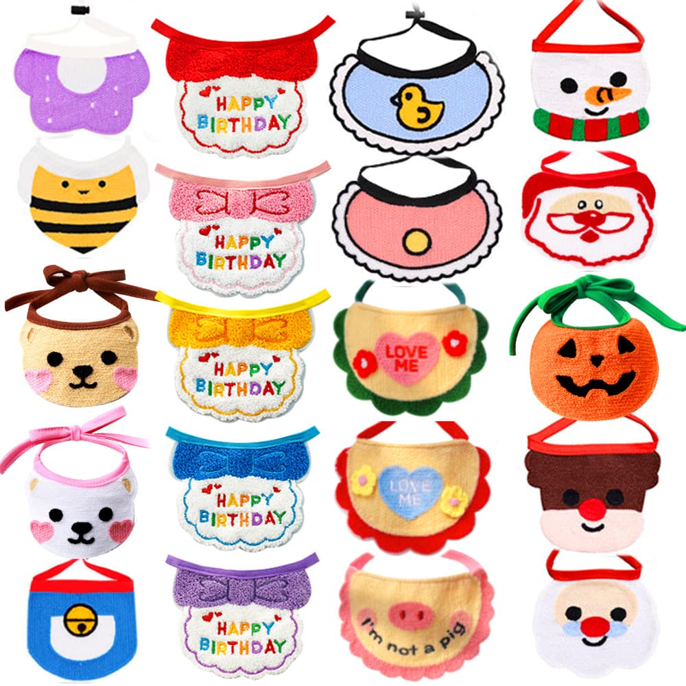 Korean Cute Pet Cat Drool Bib Dog Christmas New Year Holiday Cat Scarf Clothes for Garfield Cat and Dog Supplies