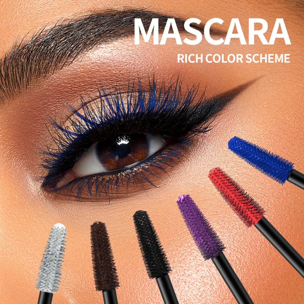 Cross-border Export XXL Six-Color Black White Blue Red Purple Brown Mascara Thick Waterproof Smudge-proof Easy to Remove Makeup