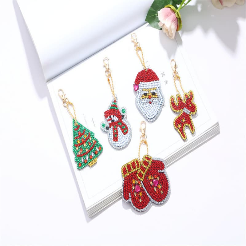 5D Diamond Painting Keychain Christmas Owl Crystal Rhinestone DIY Acrylic Kit Bulk Discount