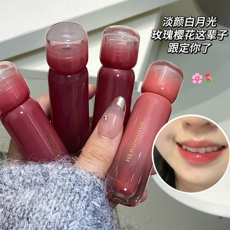 Herorange Clear Water-Glossy Mirror Lip Glaze Moisturizes Pouty Lips, Shows Color and Whitens Summer Lip Gloss Cross-Border Makeup