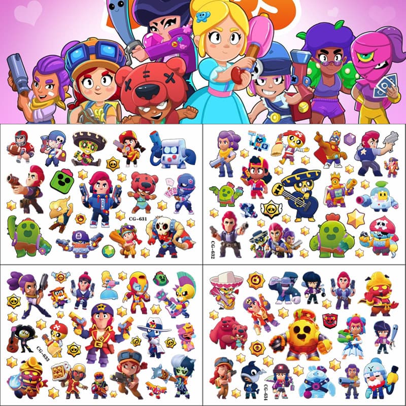 Cross-border brawl stars game tattoo stickers disposable water transfer birthday party tattoo stickers