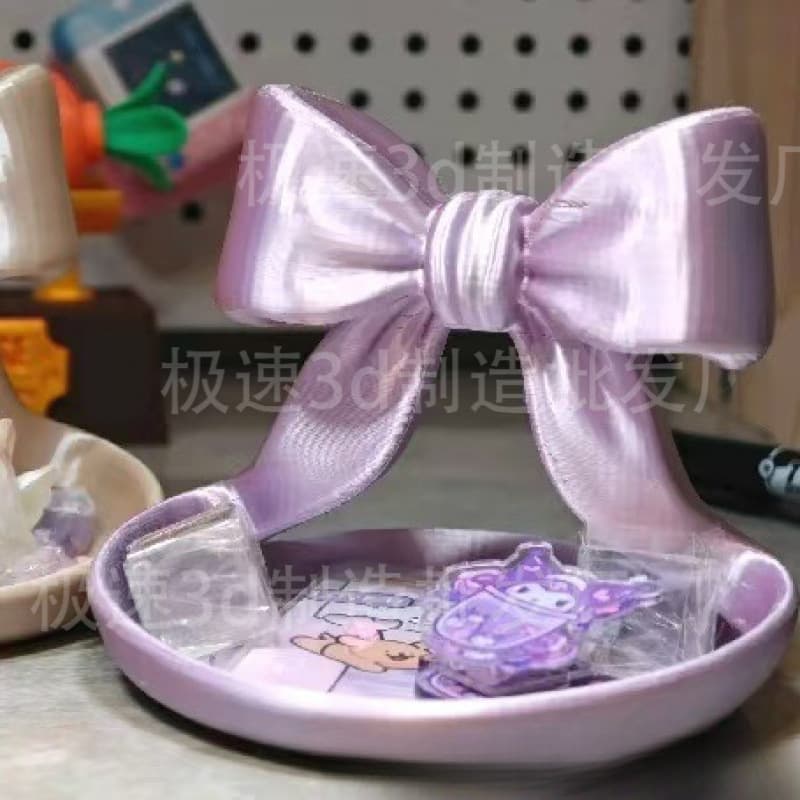 Cross-border New 3D Printed Desktop Jewelry Dish Elegant Bow Key Jewelry Tray Ornament