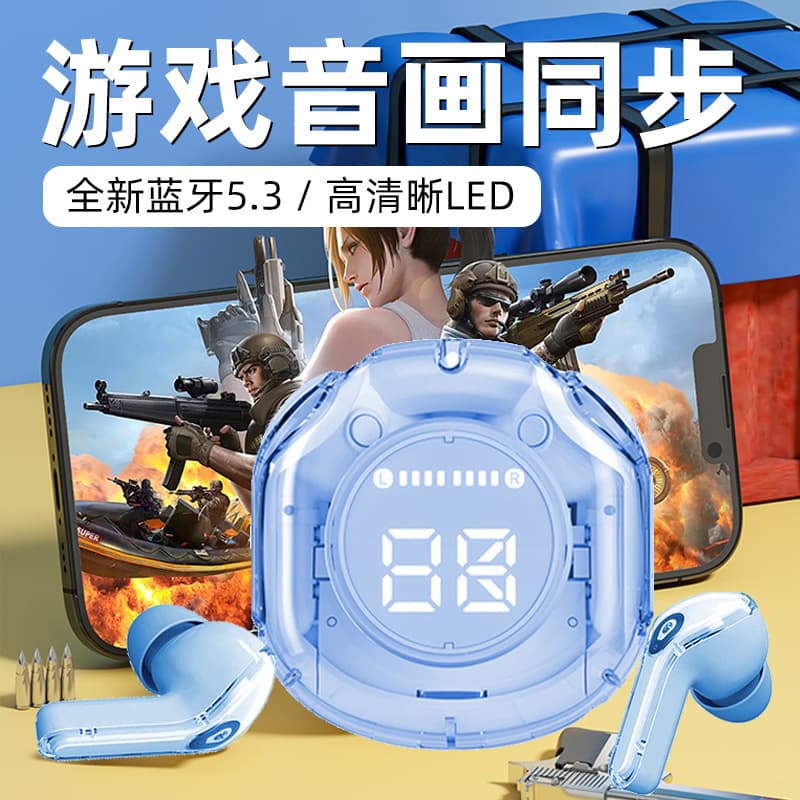 Transparent Second Generation Bluetooth Earbuds New Cross-Border Model air39 Transparent Digital Display Noise Cancelling Bluetooth Earbuds hk6 Wireless Earbuds
