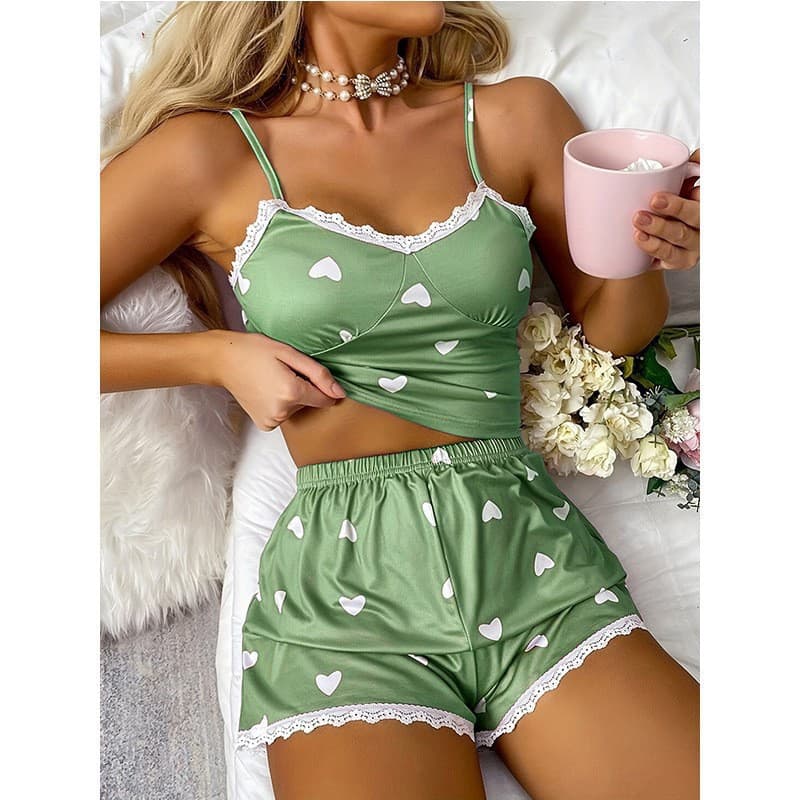 New Sexy Lace Camisole Shorts Pajama Set for Women Summer Sleepwear for Amazon Cross-Border EU US Market