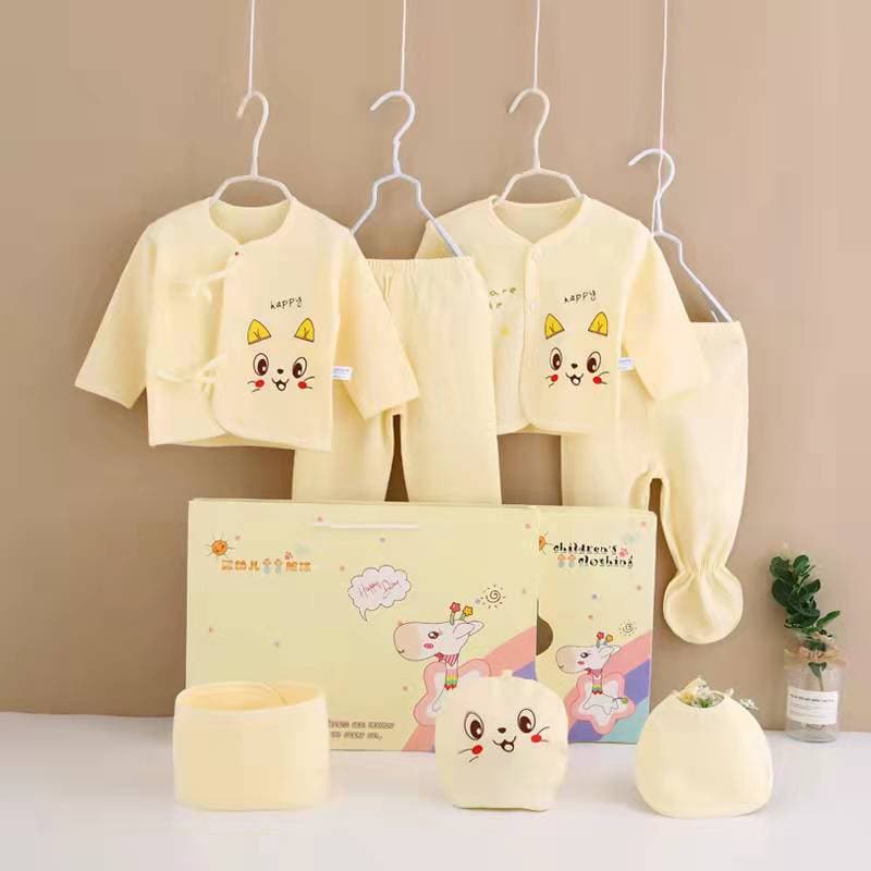 Baby Cotton Newborn 0-3 Month Bodysuit Gift Set 7-Piece Anti-UV