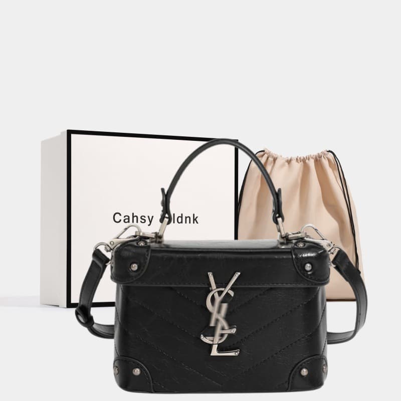Italian fashion simple box bag women's versatile shoulder bag high-end genuine leather handbag solid color crossbody bag