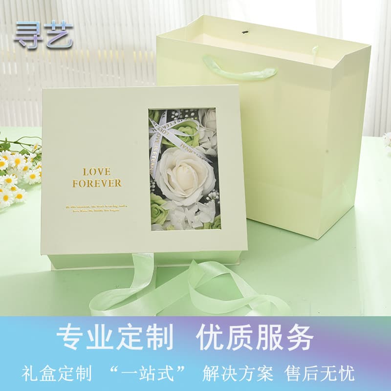 Custom Transparent Window Love Letter Box Wedding Favor Rose Gift Box Flip-Top Flower Packaging Box Gift Box