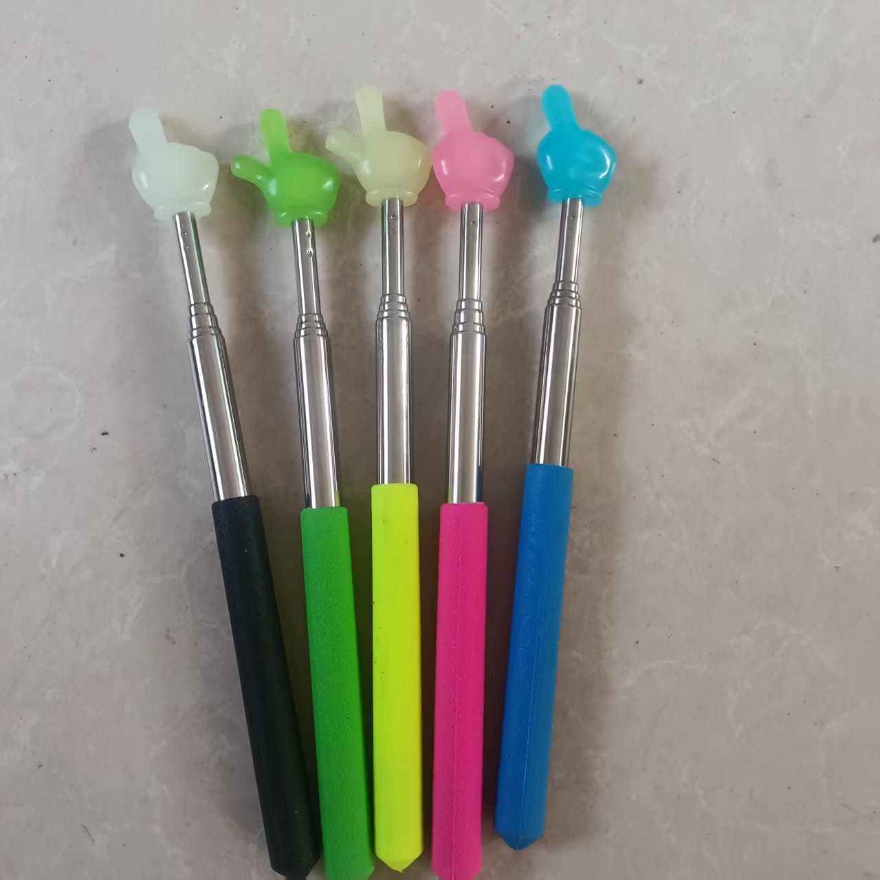 Glow-in-the-Dark Stainless Steel Telescopic Reading Pointer Stick for Children, Finger Reading Pointer, Baton, Teaching Stick, Factory Direct Wholesale