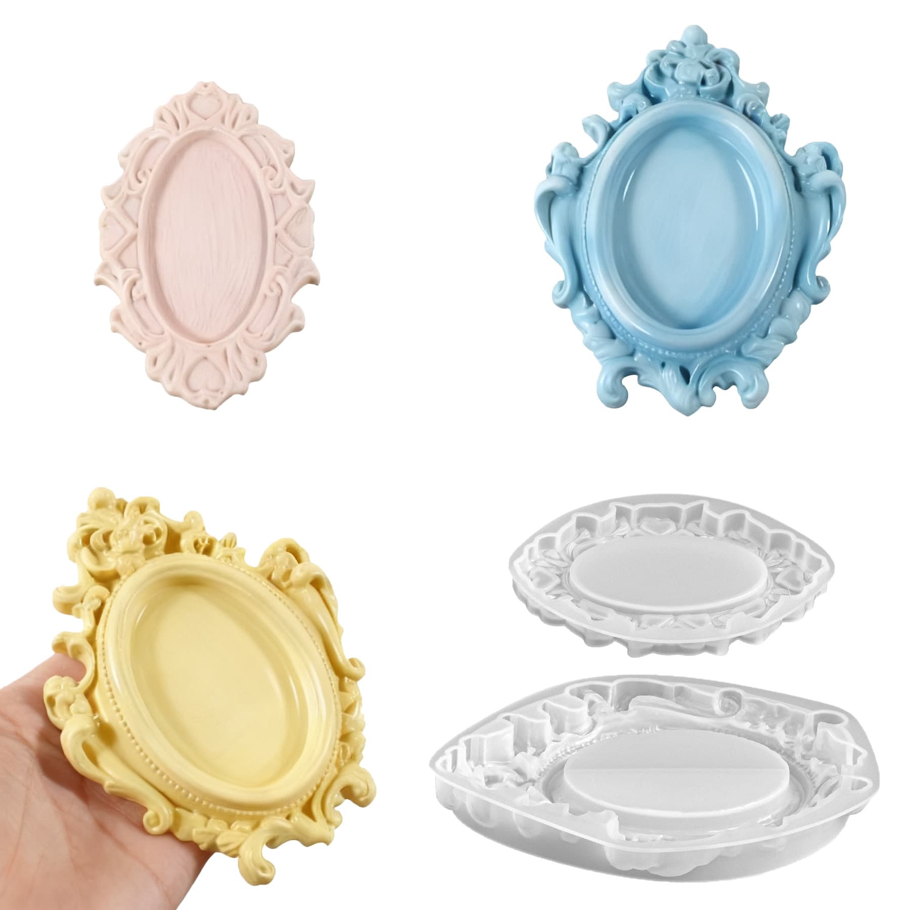 Cross-border European Palace Vintage Embossed Tray Resin Silicone Mold for Epoxy Resin DIY Jewelry Storage Tray