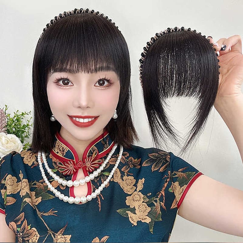Integrated Headband Bangs Hair Topper for Women, Forehead Coverage, Gray Hair Concealer, Top Hairpiece, Natural-Looking Hair Strands, In Stock