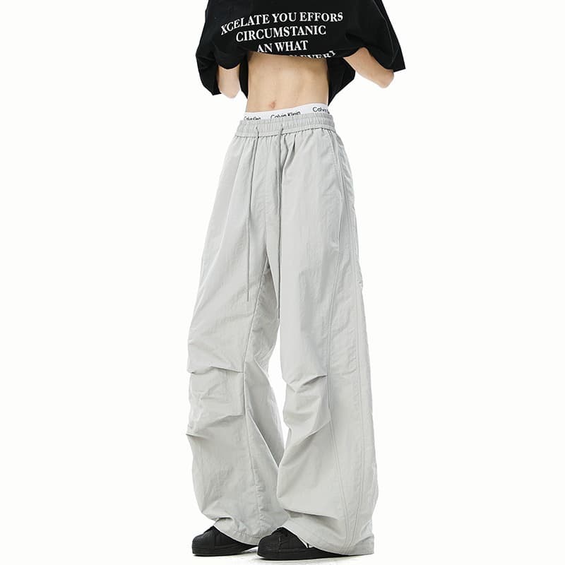 Men's American Pleated Paratrooper Cargo Casual Pants, Spring/Summer Thin, Loose, Quick-Dry Curved Knife Pants, Casual Pants