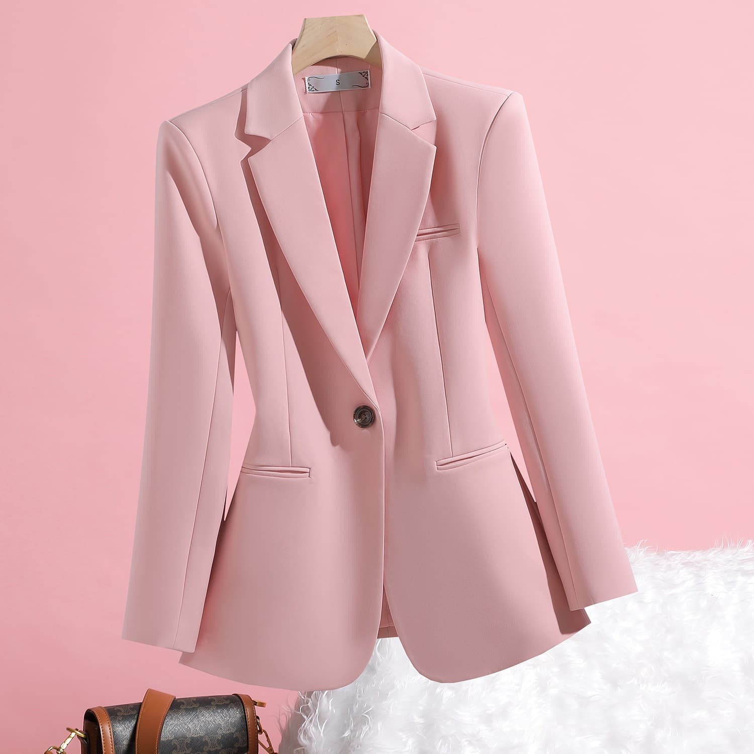 Casual Blazer for Women Spring Autumn 2025 New Design Sense Niche Temperament Korean Style Slim Fit Pink Suit Jacket