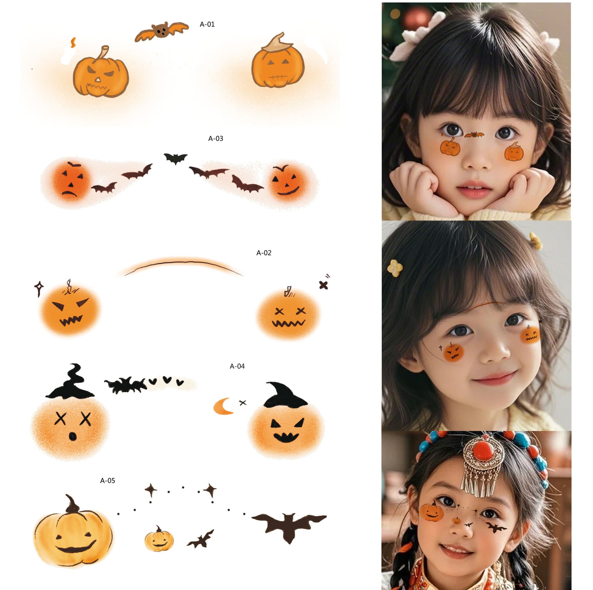 Makeup Face Stickers Snowflake Tattoo Stickers Custom Blush Heart Cartoon New Year Makeup Cute Halloween Tattoo Stickers