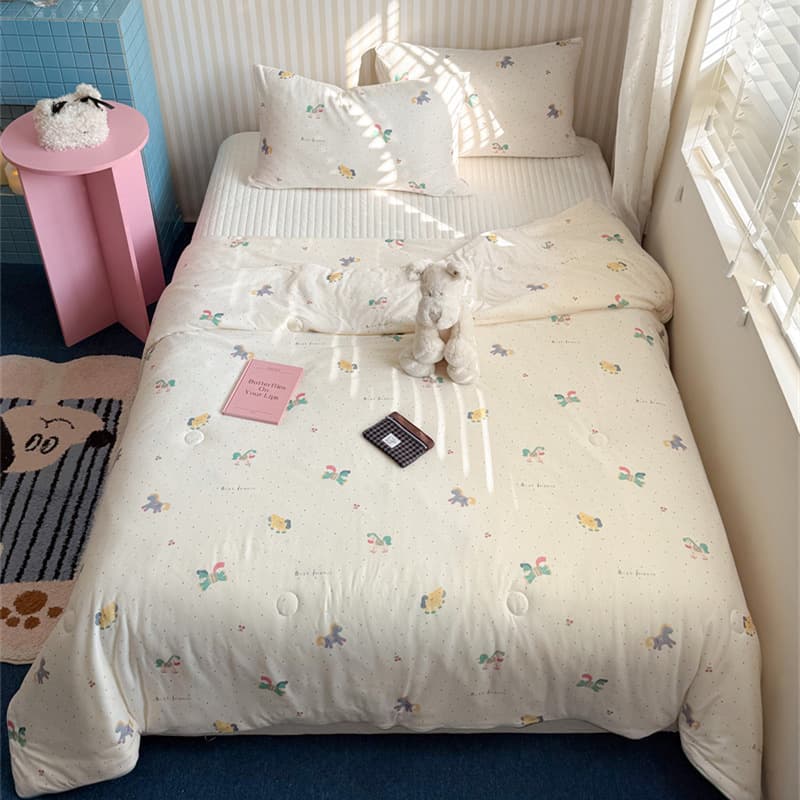 A Class Knitted Cotton Summer Quilt Cartoon Children Blanket Soft Soybean Fiber Autumn Winter Thick Warm Quilt Core
