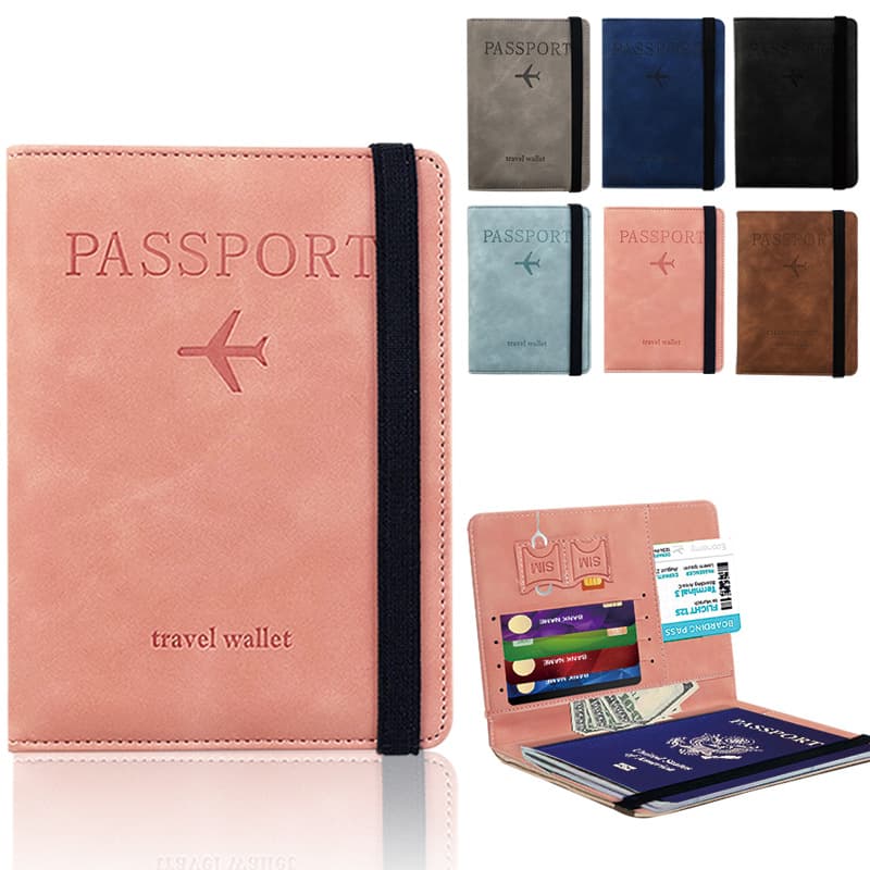Cross-border skin-touch pressure-sensitive binding PU leather RFID passport wallet travel wallet document case