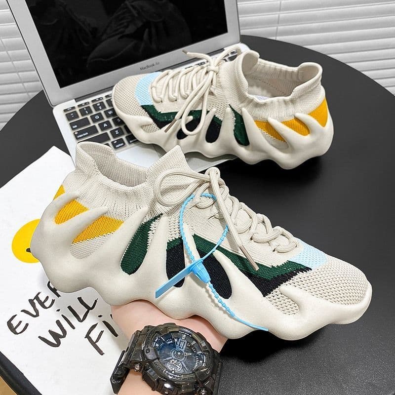 Octopus Men's and Women's Shoes 2022 Autumn Winter New Couple Lace-Up Casual Shoes Fashionable Flywoven Breathable Fashion Shoes