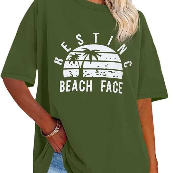 Women's Beach Face Cotton T-Shirt for Cross-Border E-commerce on Amazon