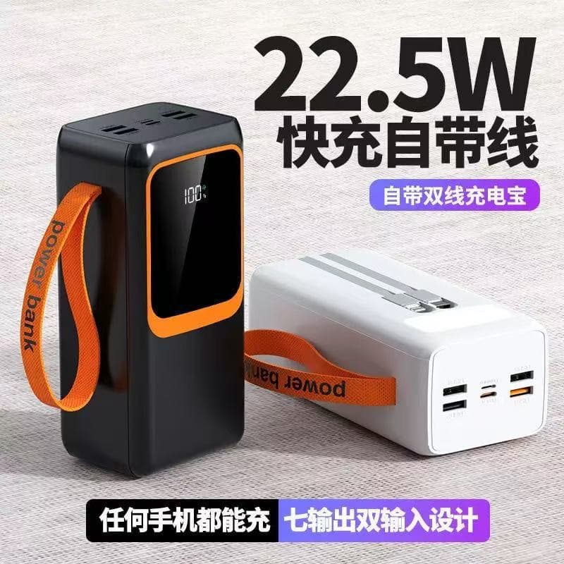 Cross-border new super fast charging built-in cable power bank super large capacity suitable for Huawei, Xiaomi and Apple mobile power supply