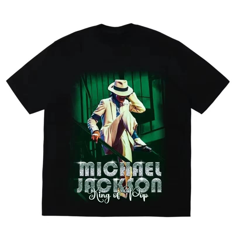 [Cross-border European code] Summer Men's MJ Michael Jackson Printed Cotton N