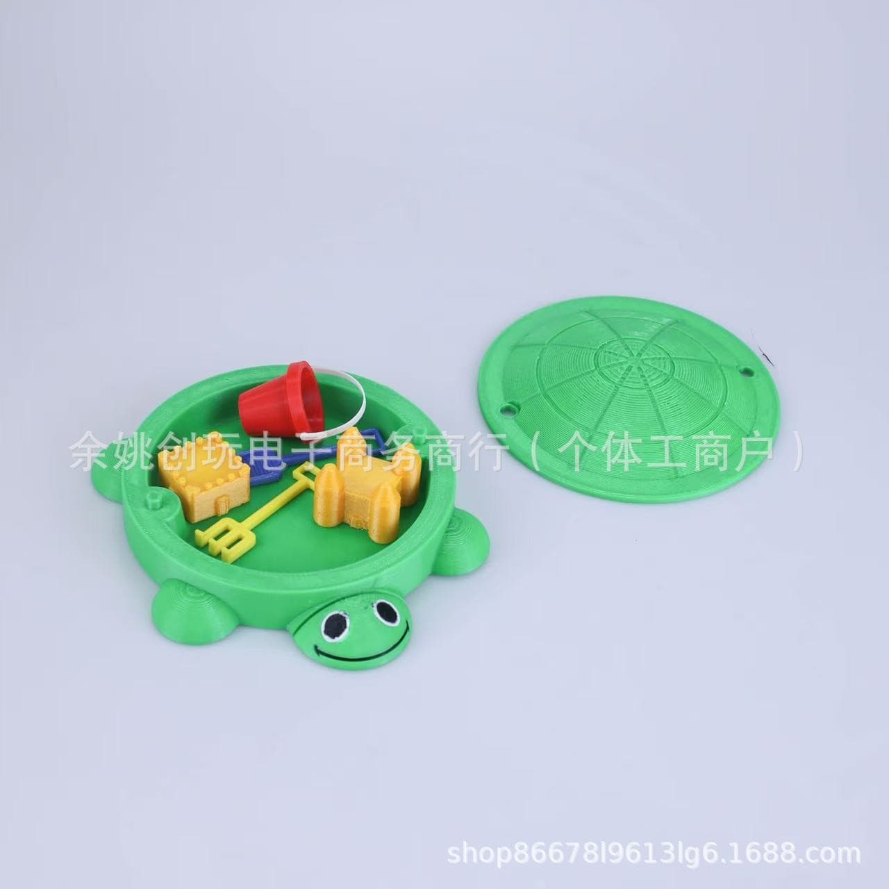 Mini Turtle Sandbox with Sand & Mini Tools - Round Shape