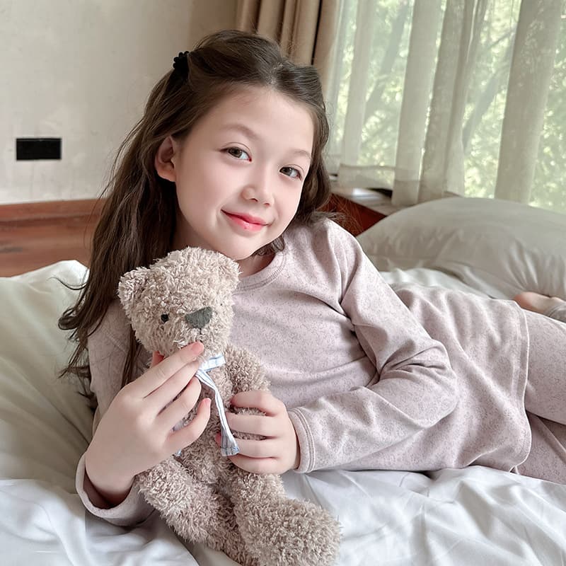2025 autumn/winter children's thermal sets seamless underwear wool blend homewear set baby cartoon pajamas