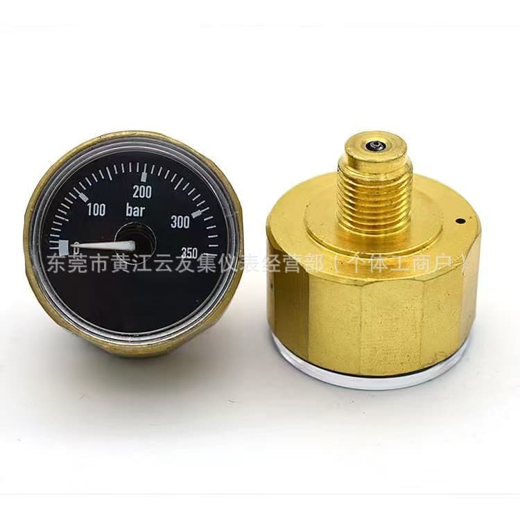 27mm Outer Diameter Copper 350bar High Pressure Constant Pressure Precision Pressure Gauge Thread M10 G1/8