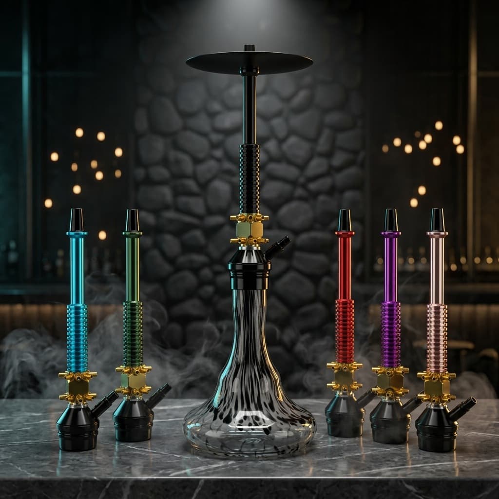 Large Arabian hookah for hookah hall, pure aluminum retro hookah, indoor entertainment hookah wholesale
