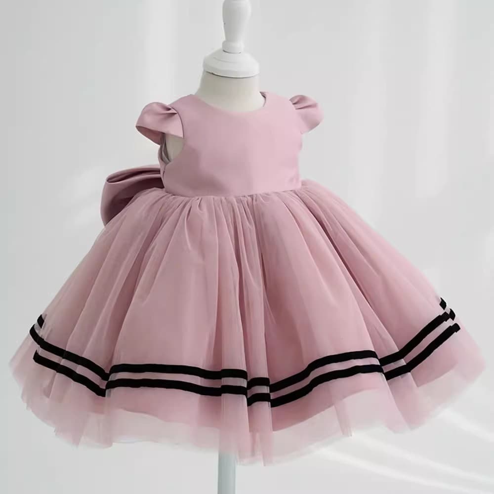 Satin Tulle Baby Girl First Birthday Dress 2026 Summer New Foreign Trade Photo Shoot Birthday Stylish Flower Girl Princess Dress