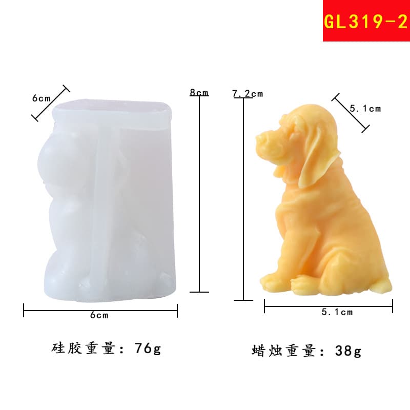 Cross-border New Arrival Multiple Styles Dog Silicone Mold DIY Bulldog Shape Aromatherapy Candle Silicone Mold In Stock