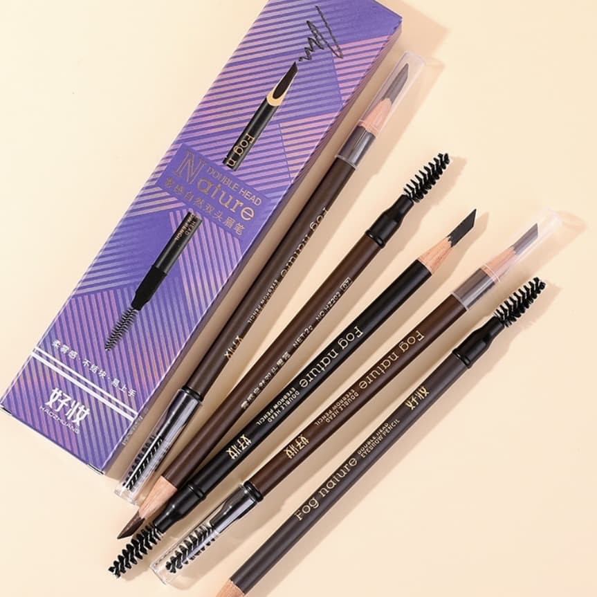 Haozhuang Matte Natural Dual-Ended Eyebrow Pencil, Long-Lasting Color, Carved Eyebrow Pencil, Defined Brows, Waterproof, Makeup Pencil Wholesale