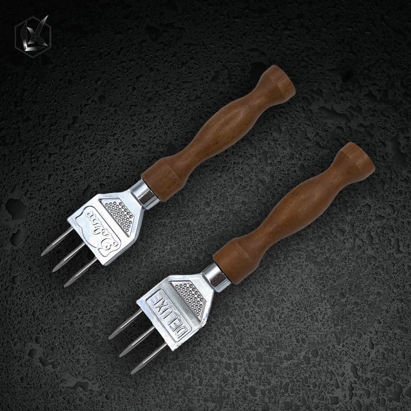 Professional Bartender Ice Chipper Stainless Steel Three-Prong Ice Pick Ice Breaker Cocktail Three-Head Ice Pick Round Ice Ball