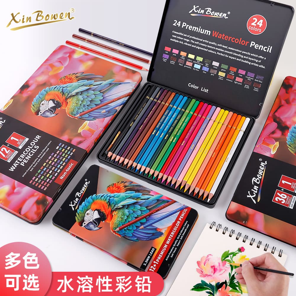 Water-Soluble Colored Pencils 72 Colors Iron Box Art Student Beginner Drawing Special Children's Graffiti Colored Pencils Wholesale