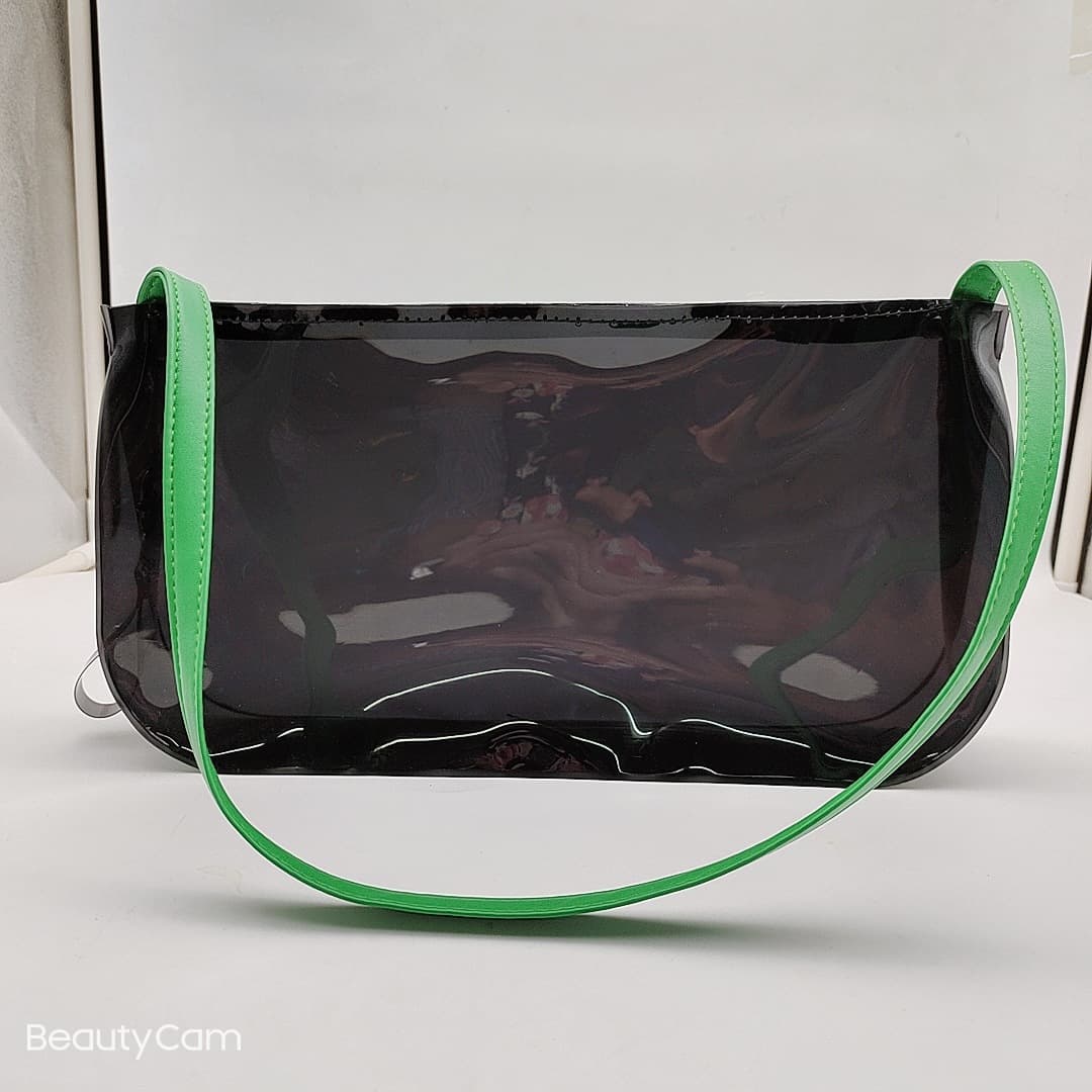 PVC colored transparent fashion shoulder bag makeup key storage bag dustproof handbag customizable hot stamping logo