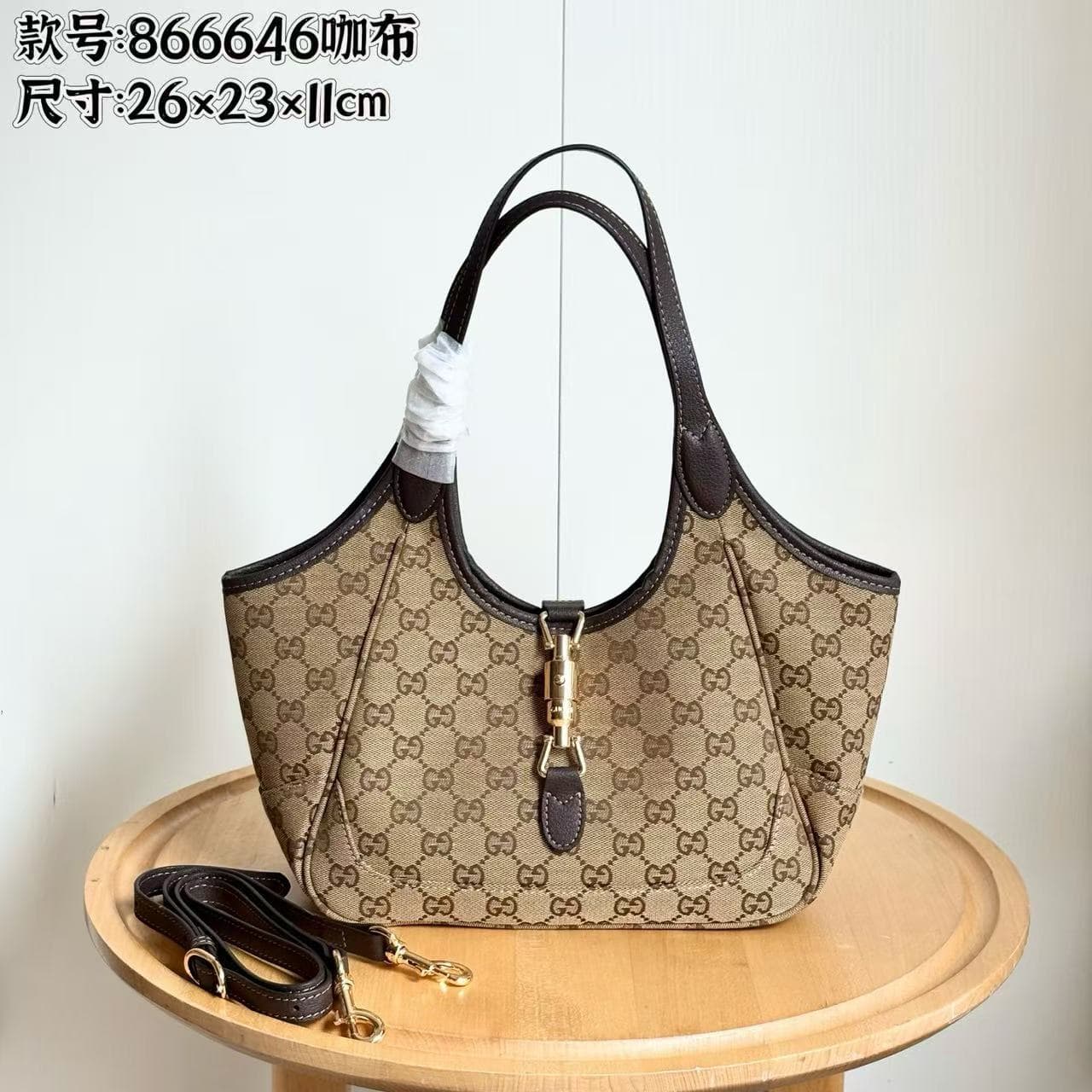 G 2026 New Classic Monogram Genuine Leather Mercato Series Medium Tote Bag Shoulder Bag