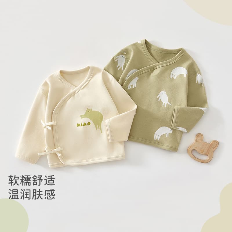Newborn clothes, autumn and winter pure cotton 0-3 months half-back tops, type A boneless tops, newborn baby delivery room baby clothes