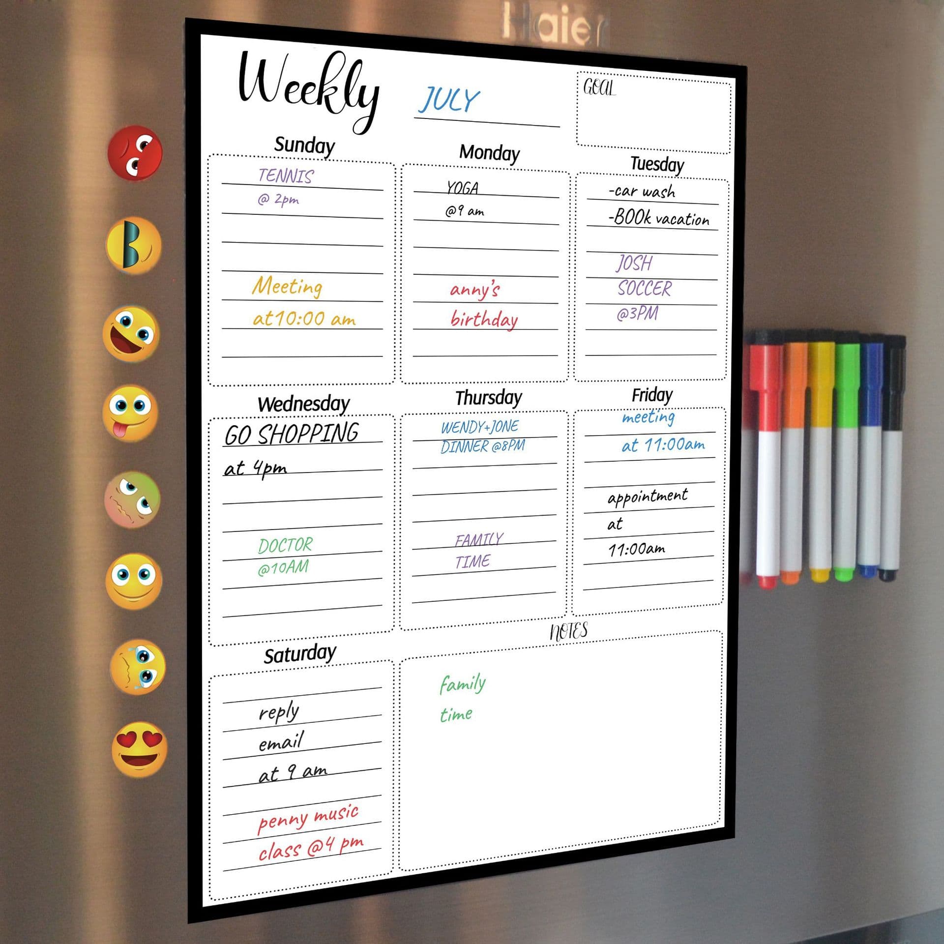 Erasable Convenient Magnet Foreign Refrigerator Magnet Sticker, Family Monthly Planner European Style Memo Board Magnetic Sticker Whiteboard
