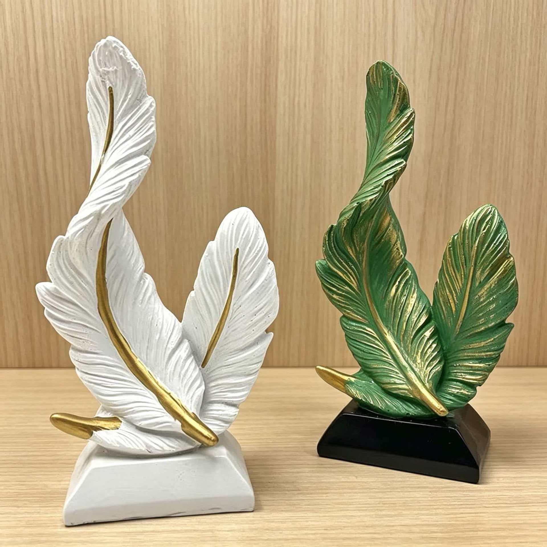 Feather Decoration for Living Room, Entryway, Showroom Soft Decor, New Home Housewarming Resin Craft