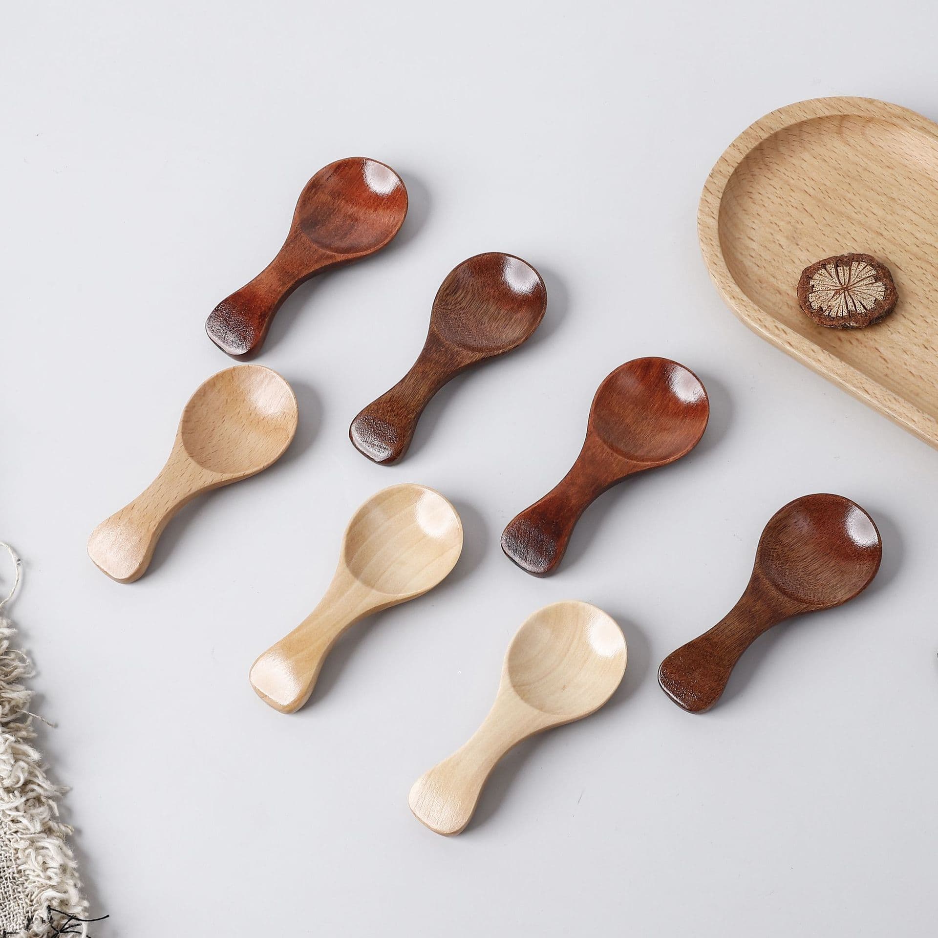 Authentic Japanese Style Wooden Tea Spoon Ice Cream Seasoning Spoon Small 8cm Wooden Spoon for Adults Modern Minimalist Design