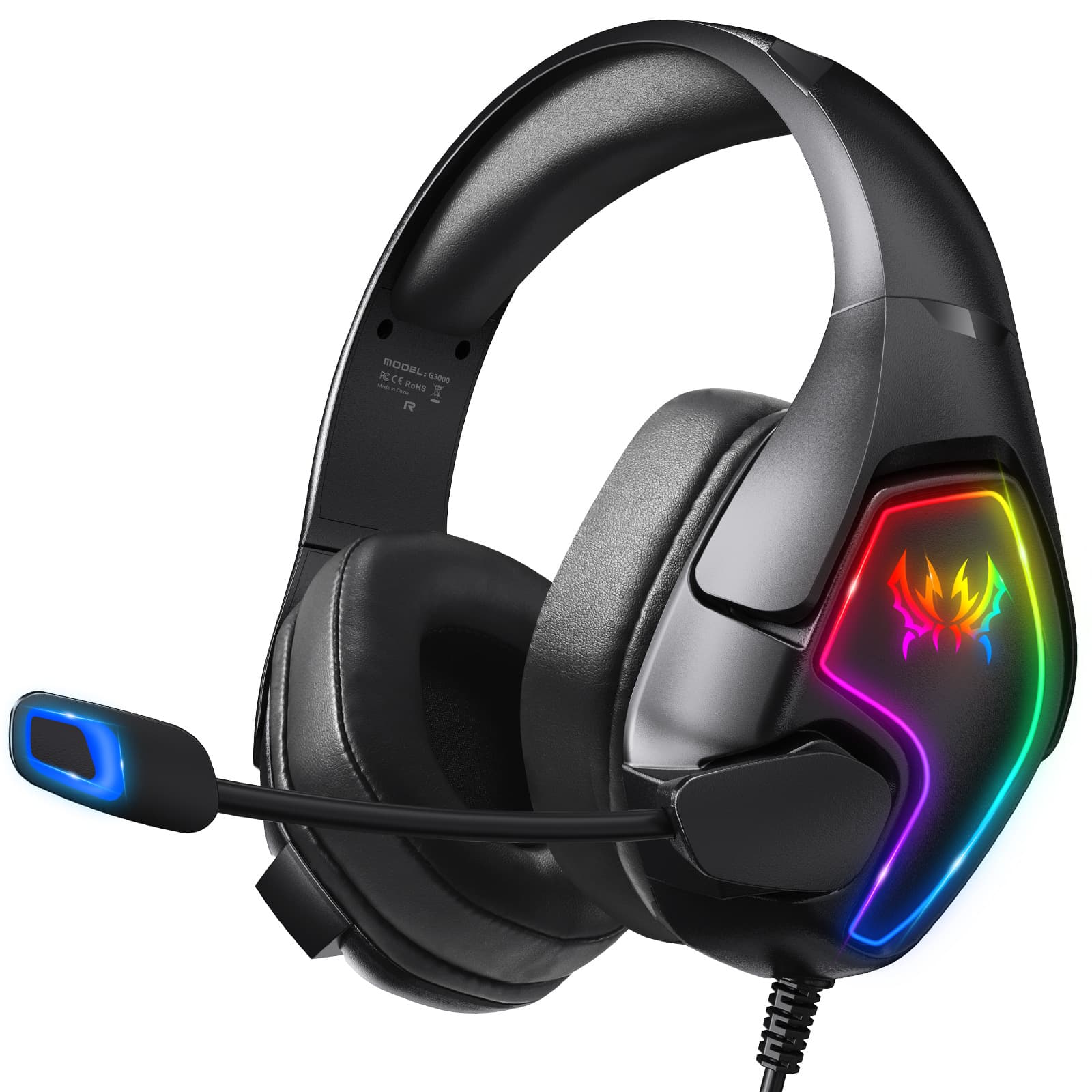 Cross-border KOTION EACH G3000 head-mounted gaming RGB wired headset computer PS/5