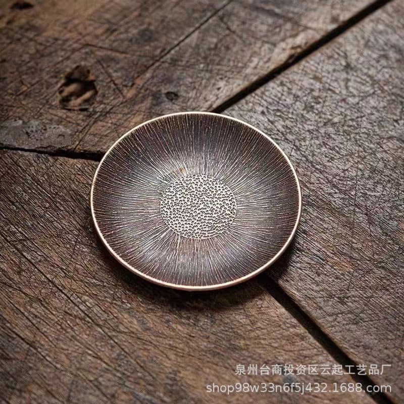 Alloy antique-style coasters, vintage non-slip insulated tea saucers, cup holder mats for Gongfu tea sets, Chinese tea ceremony accessories